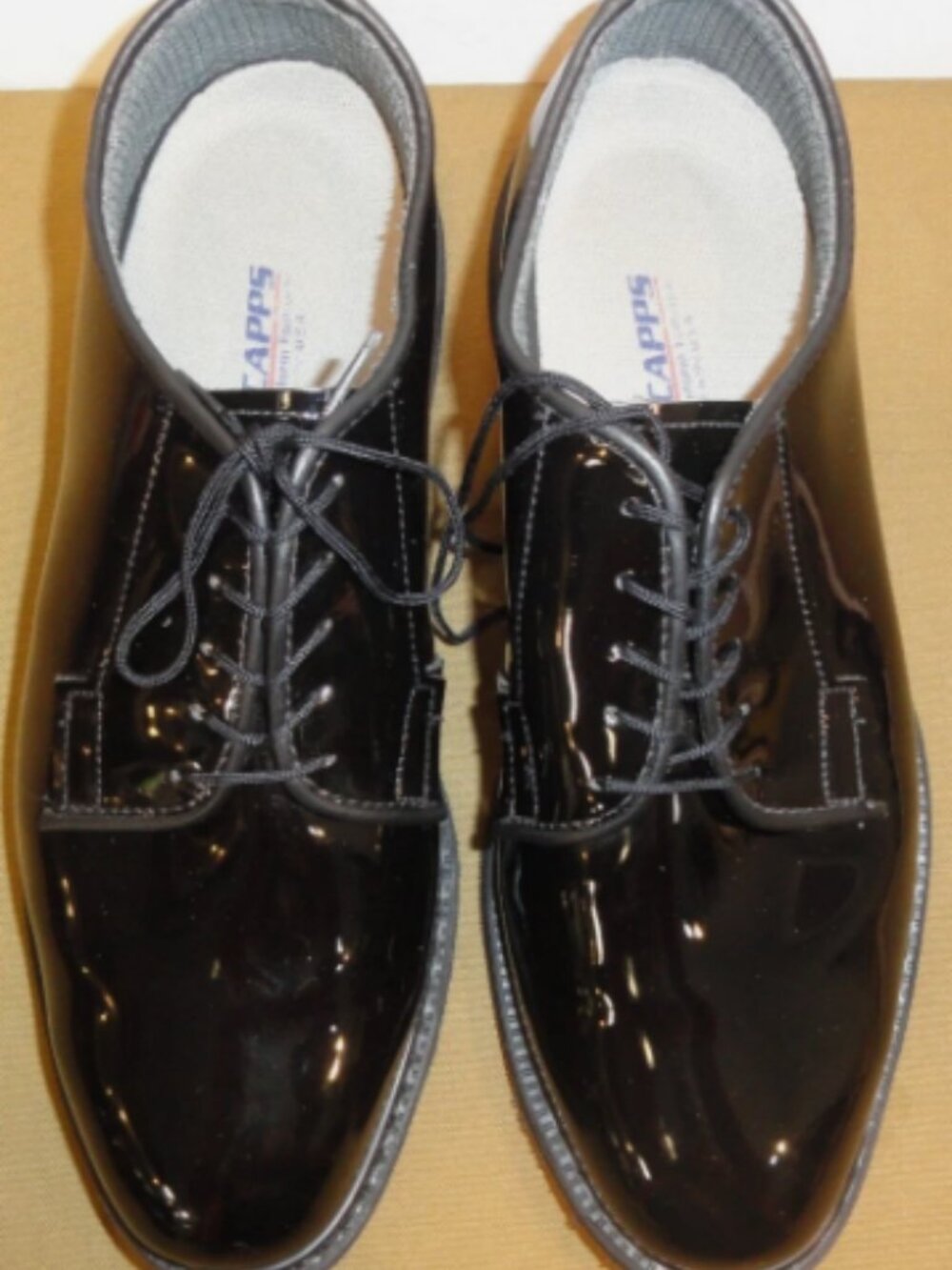 CAPPS MILITARY ASU PATENT LEATHER HIGH GLOSS SERVICE UNIFORM SHOES MEN'S 8.5D
